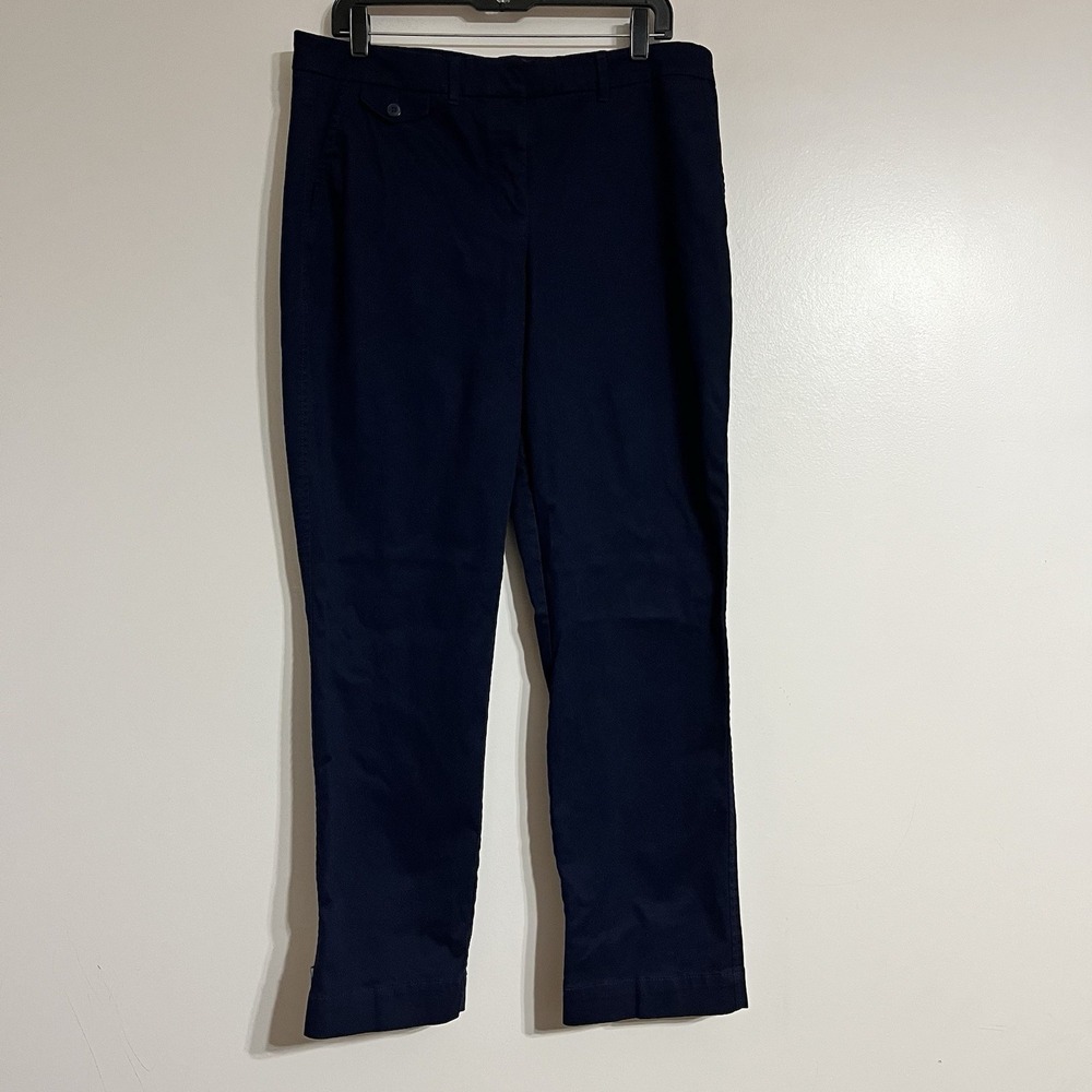 Talbots Pants Womens 10 Navy‎ Blue Straight Leg Dress Work Trousers Slacks